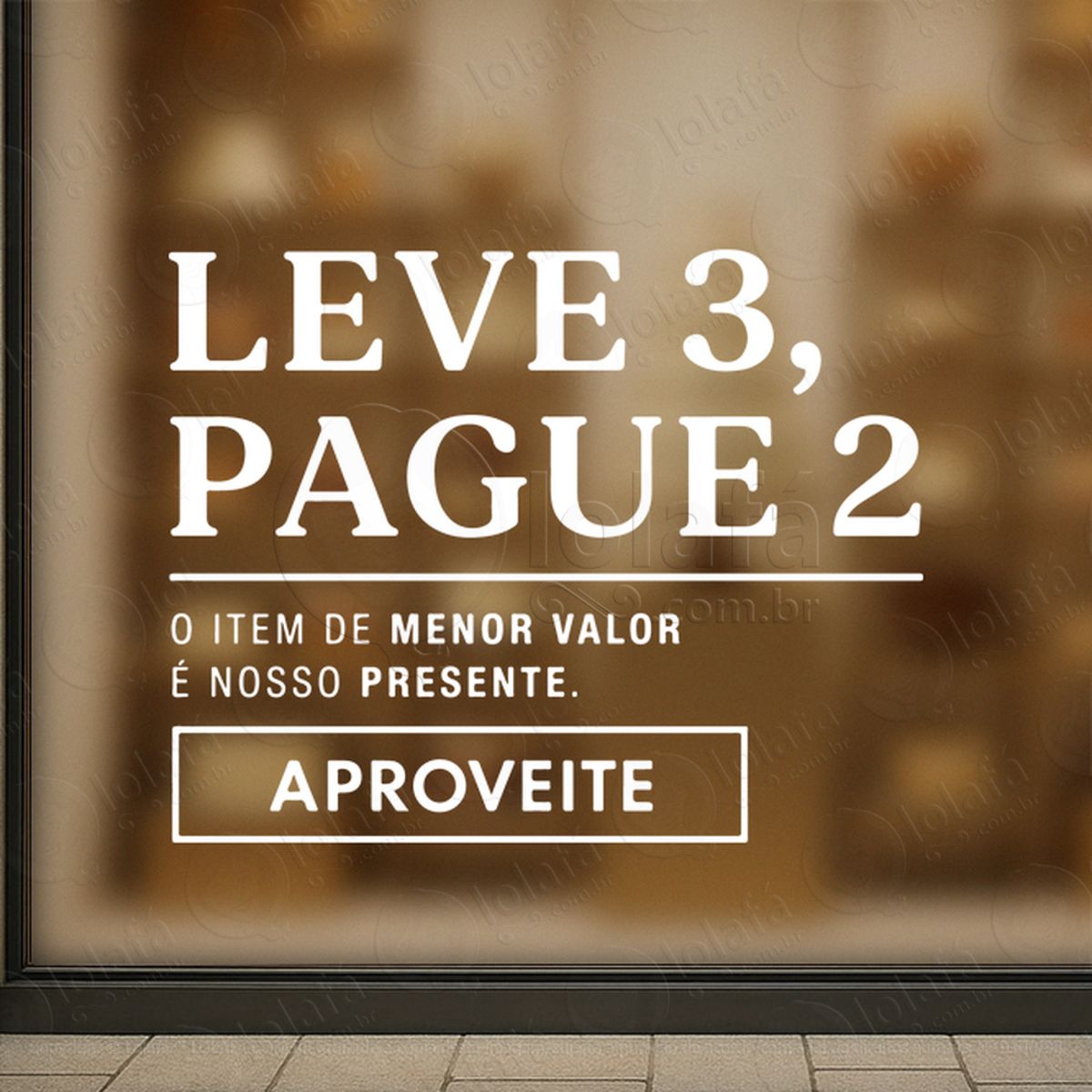 promoção loja leve 3 pague 2 adesivos para vitrine mod:1048