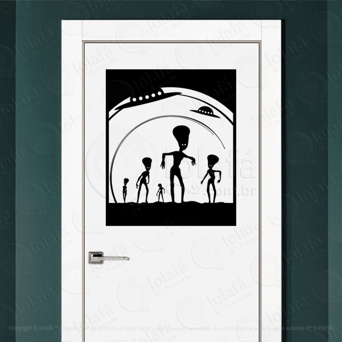 Aliens Galácticos Adesivo Alienígena de Parede para Quarto, Porta e Vidro Mod:7
