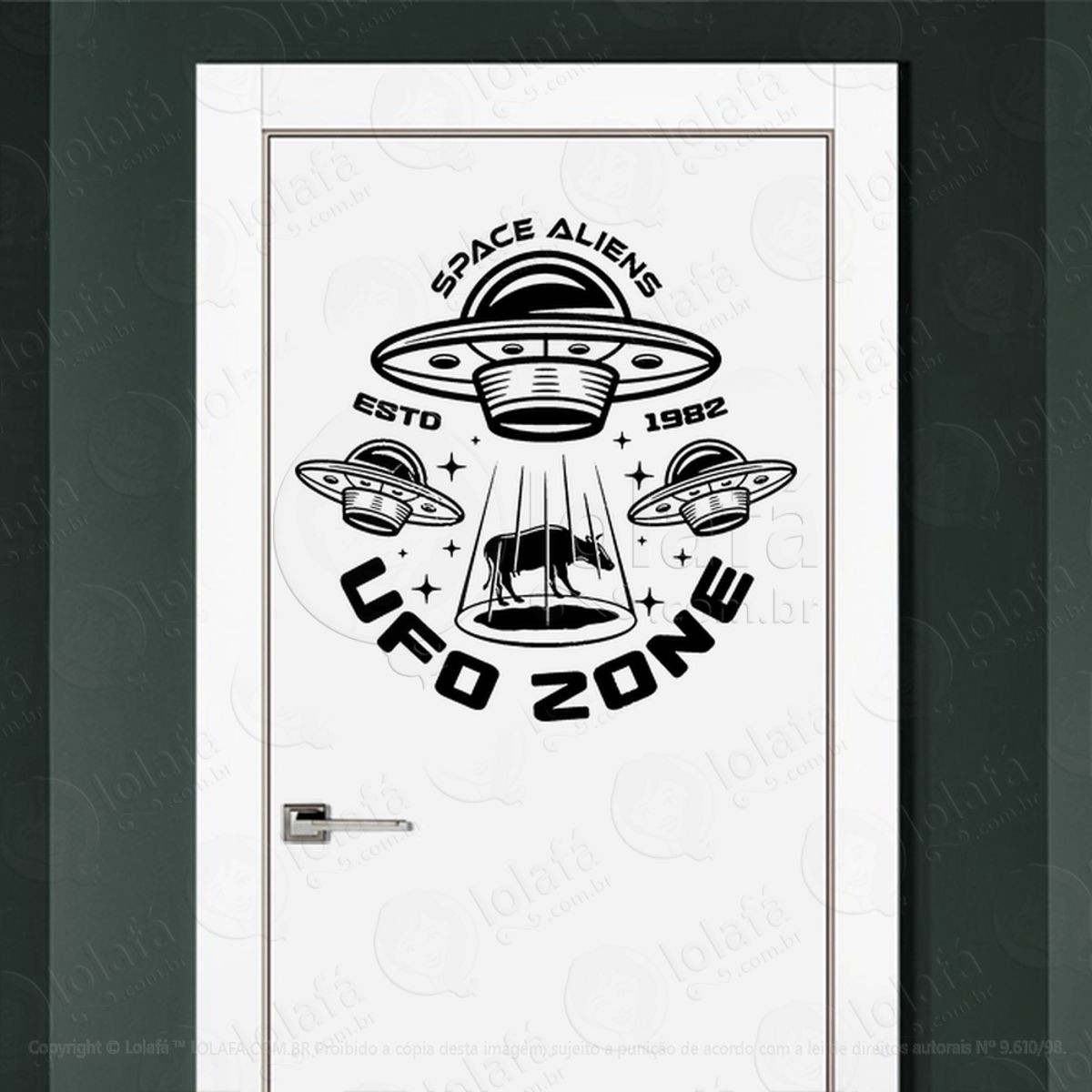 Alienígenas do Espaço UFO Adesivo Alienígena de Parede para Quarto, Porta e Vidro Mod:9
