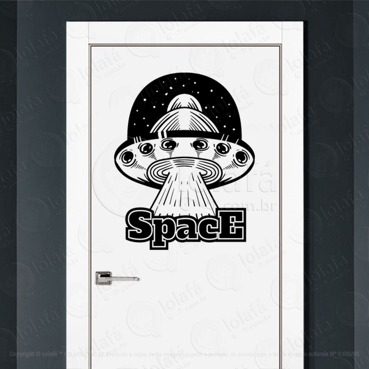 OVNI do Espaço Adesivo Alienígena de Parede para Quarto, Porta e Vidro Mod:12