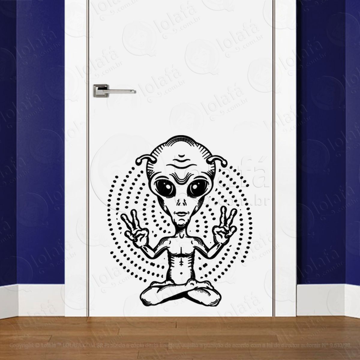 Viajante Cósmico Adesivo Alienígena de Parede para Quarto, Porta e Vidro Mod:17