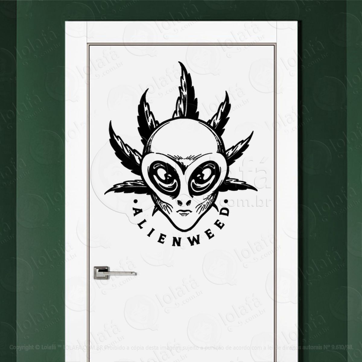 Alien da Tranquilidade Adesivo Alienígena de Parede para Quarto, Porta e Vidro Mod:18