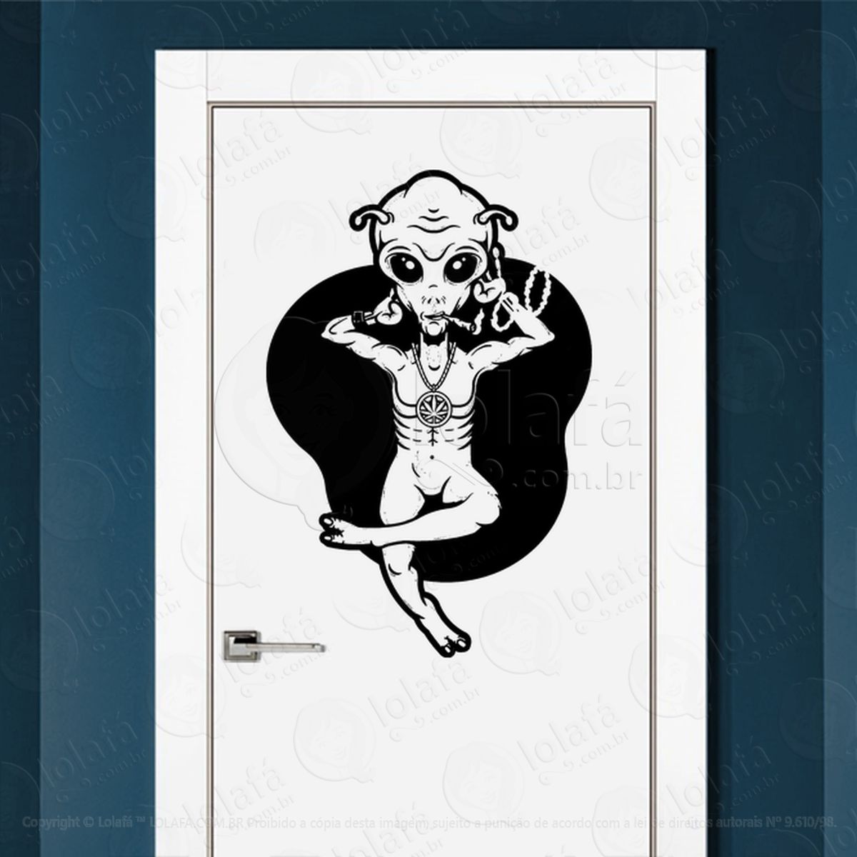 Alien Guardião da Paz Adesivo Alienígena de Parede para Quarto, Porta e Vidro Mod:19