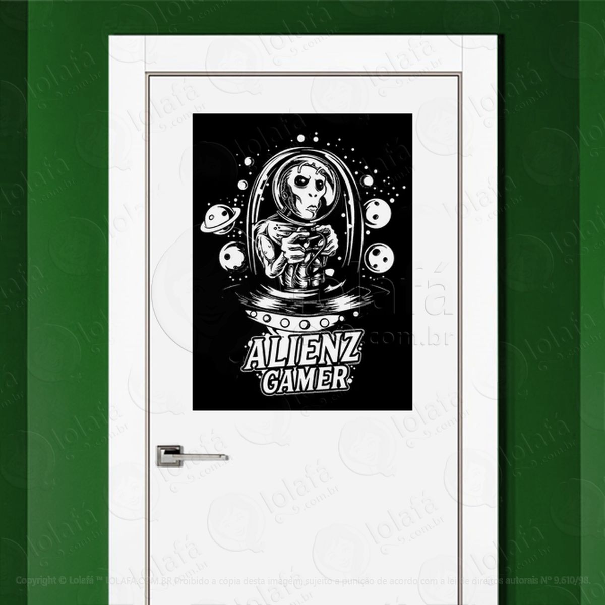 Aliens Gamer Adesivo Alienígena de Parede para Quarto, Porta e Vidro Mod:21