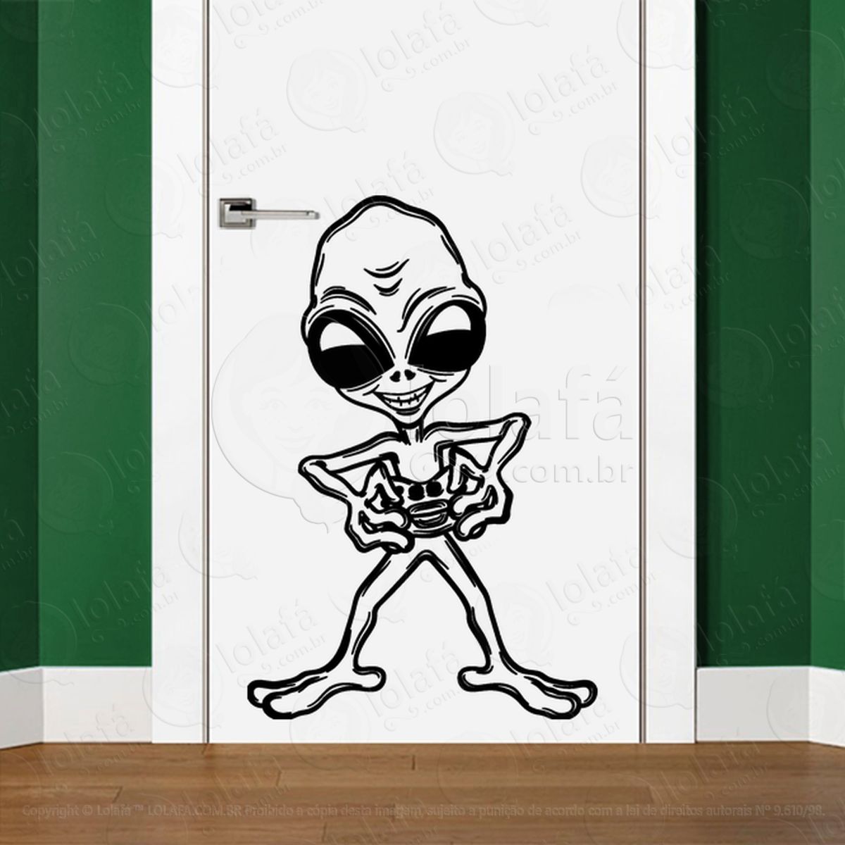 Alien dos Games Adesivo Alienígena de Parede para Quarto, Porta e Vidro Mod:22