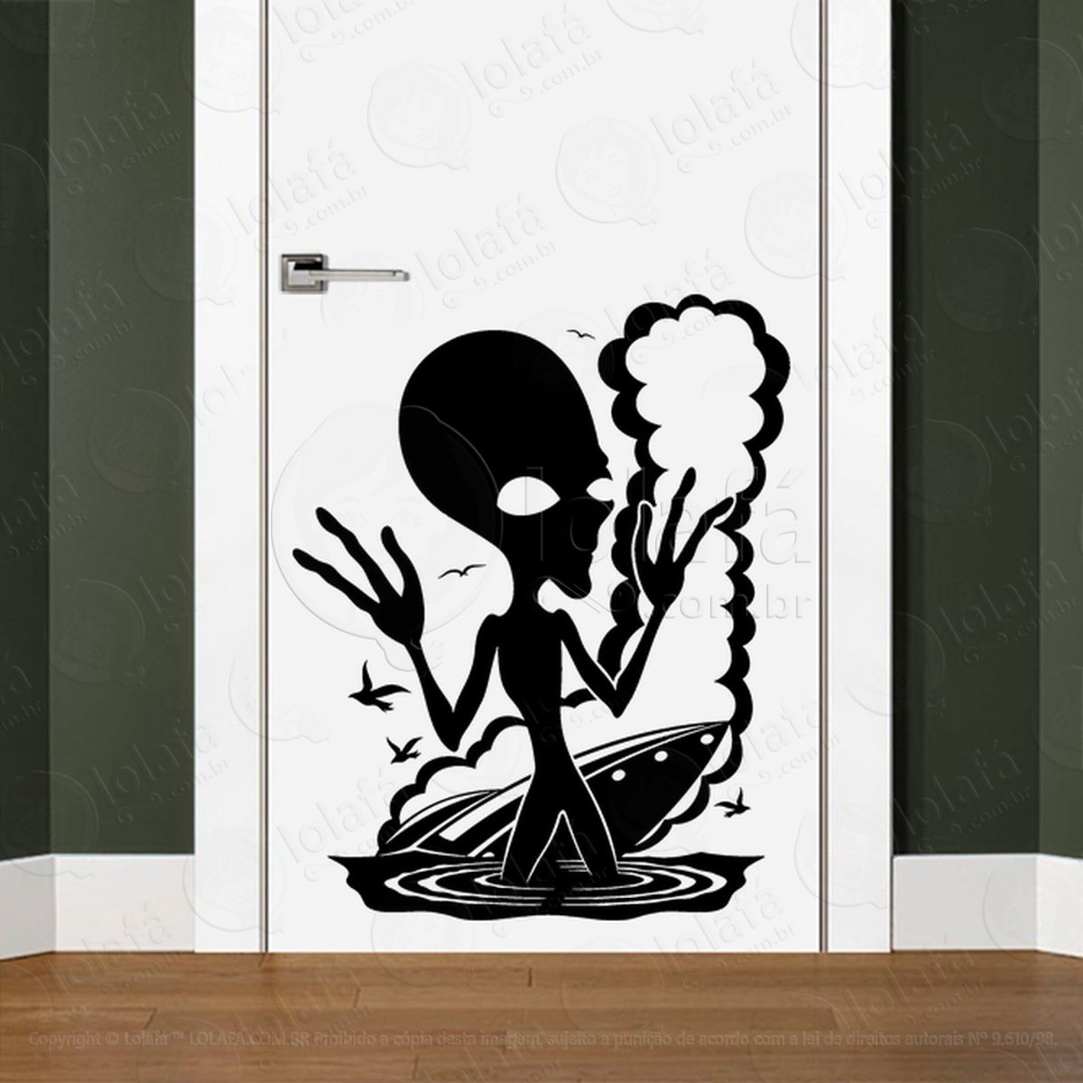 Extraterrestre Interestelar Adesivo Alienígena de Parede para Quarto, Porta e Vidro Mod:23