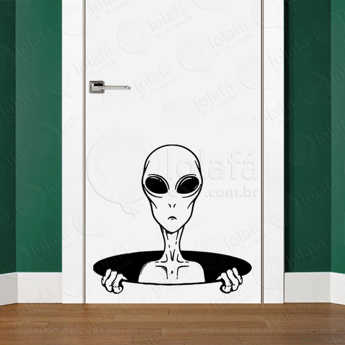Alienígena do Hiperespaço Adesivo Alienígena de Parede para Quarto, Porta e Vidro Mod:25
