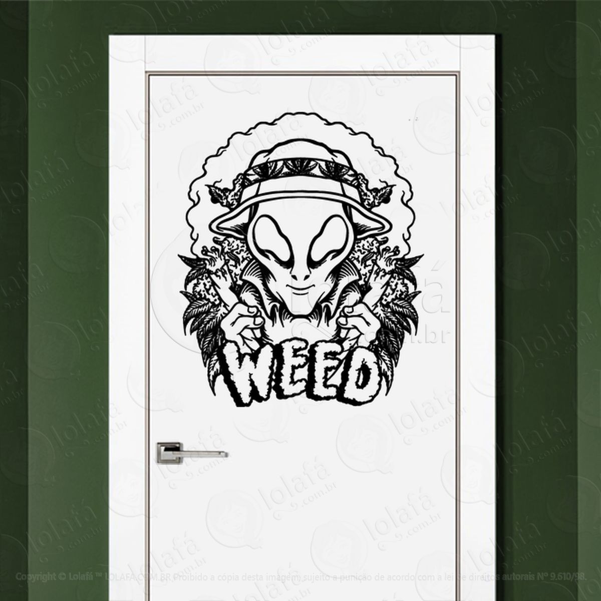 Alien do Cosmo Adesivo Alienígena de Parede para Quarto, Porta e Vidro Mod:31