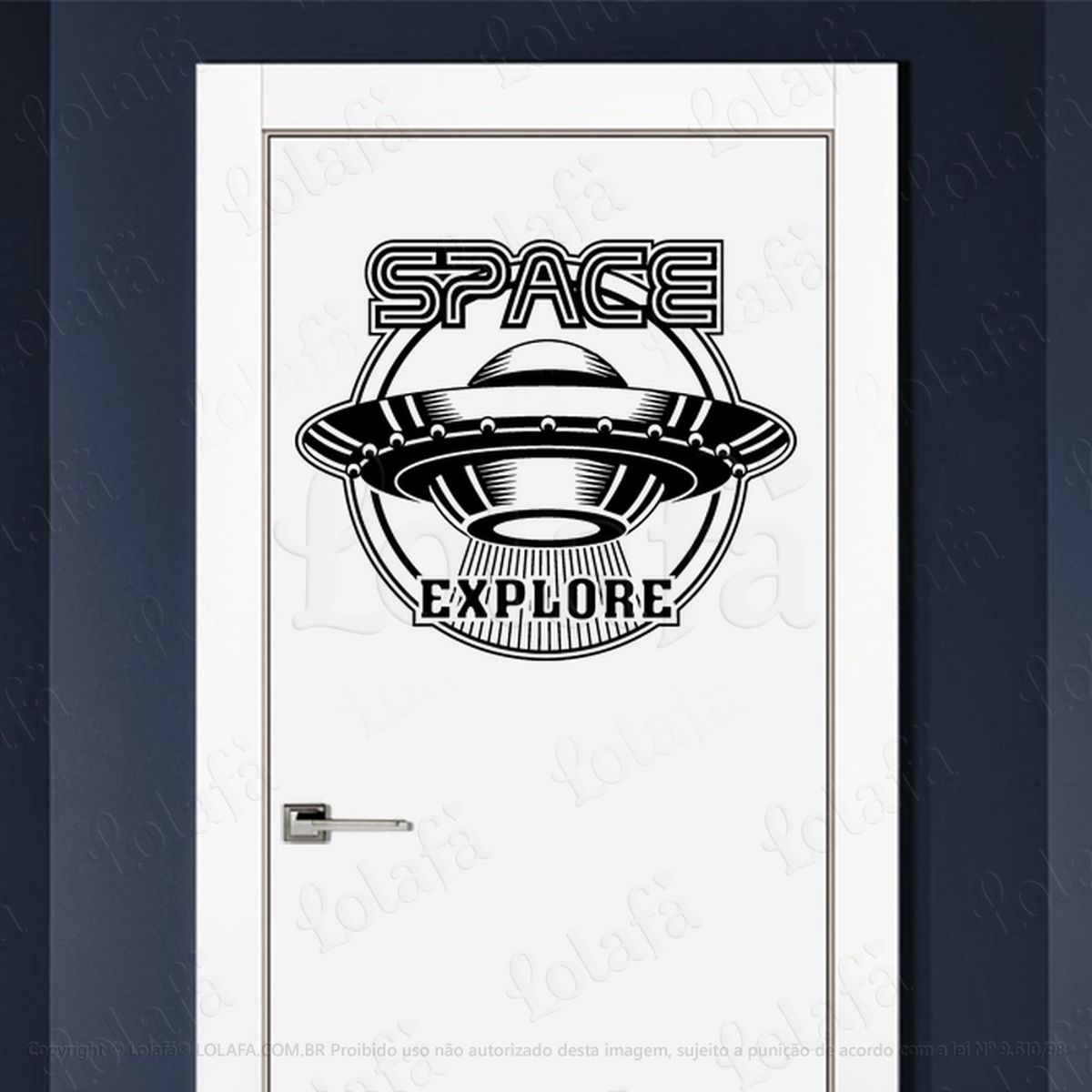 Explordores do Espaço Adesivo Alienígena de Parede para Quarto, Porta e Vidro Mod:34
