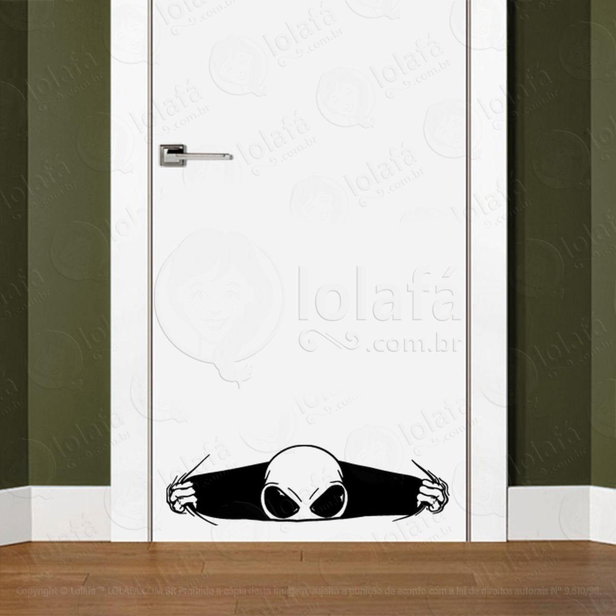 Alien das Galáxias Adesivo Alienígena de Parede para Quarto, Porta e Vidro Mod:38