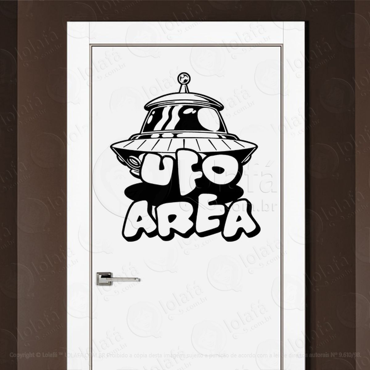 Área UFO OVNI Adesivo Alienígena de Parede para Quarto, Porta e Vidro Mod:40