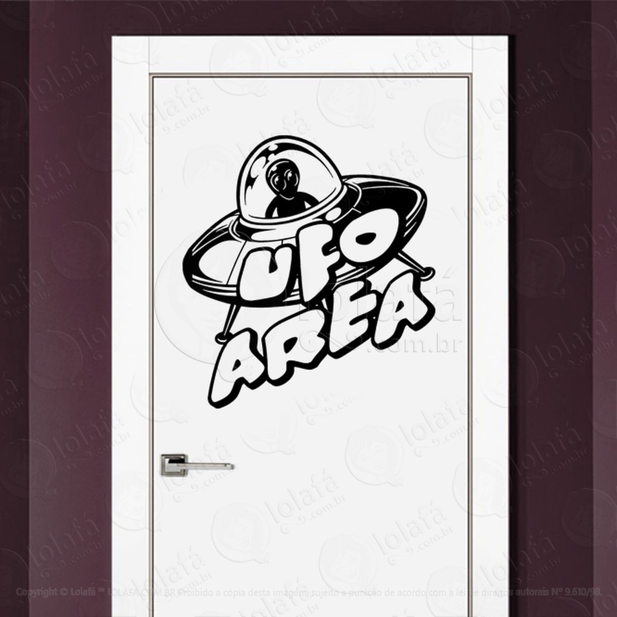 Área UFO OVNI Adesivo Alienígena de Parede para Quarto, Porta e Vidro Mod:42