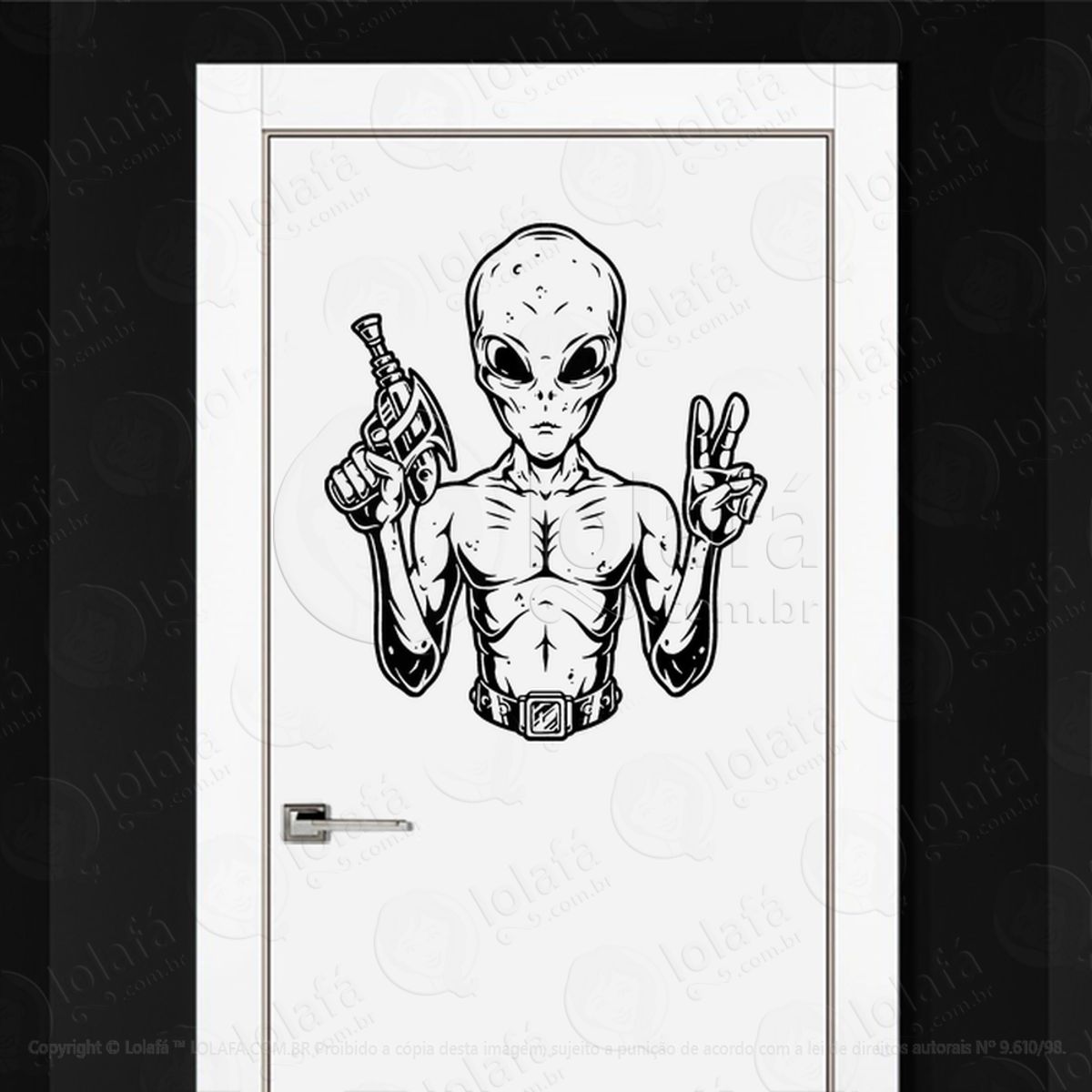 Inteligência Extraterrestre Adesivo Alienígena de Parede para Quarto, Porta e Vidro Mod:47