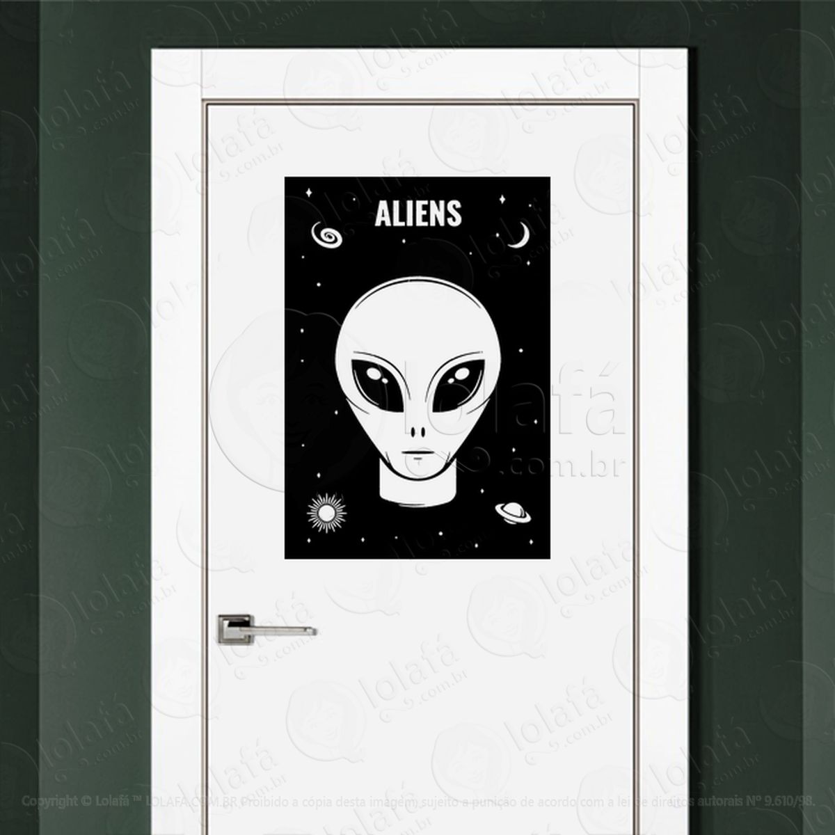 Aliens do Universo Adesivo Alienígena de Parede para Quarto, Porta e Vidro Mod:48