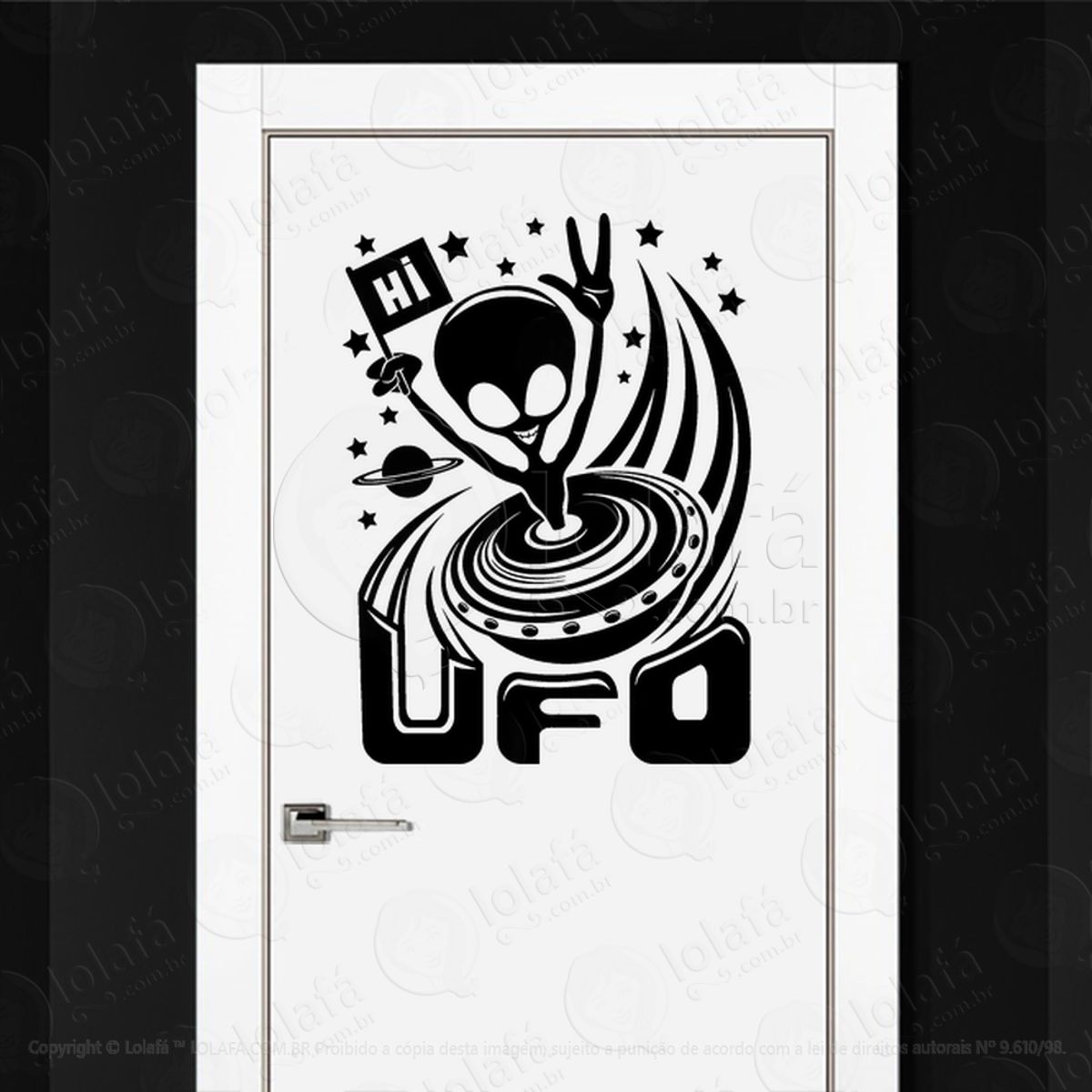 Alien Mensageiro Adesivo Alienígena de Parede para Quarto, Porta e Vidro Mod:63