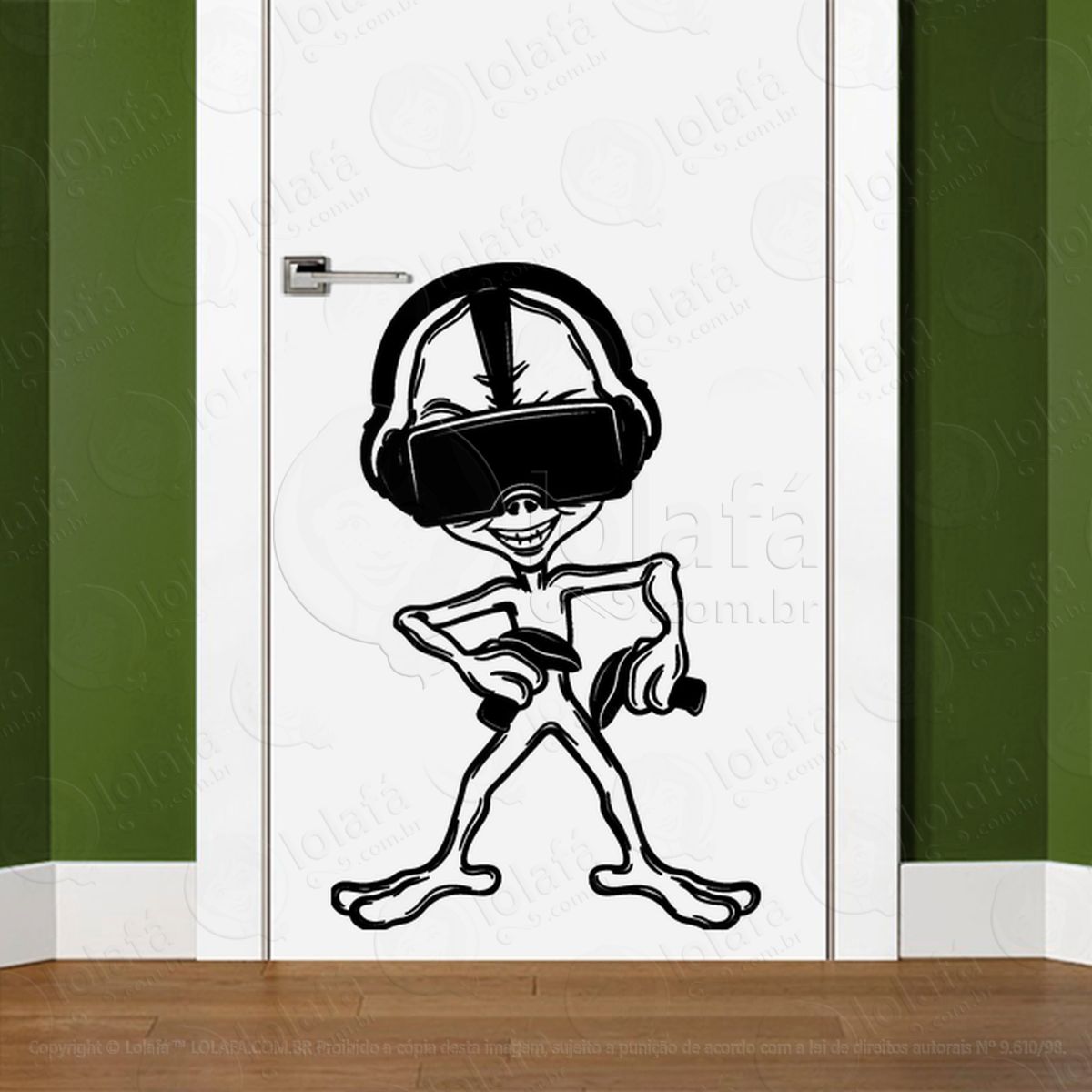 Habitante da Realidade Virtual Adesivo Alienígena de Parede para Quarto, Porta e Vidro Mod:64