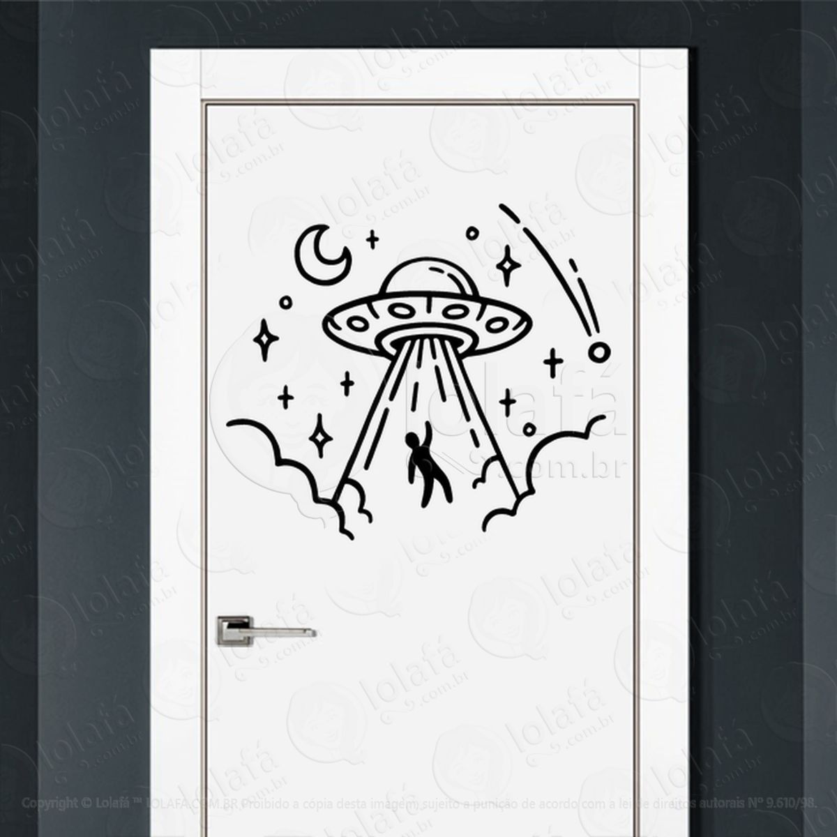 Abdução Dimensional Adesivo Alienígena de Parede para Quarto, Porta e Vidro Mod:65