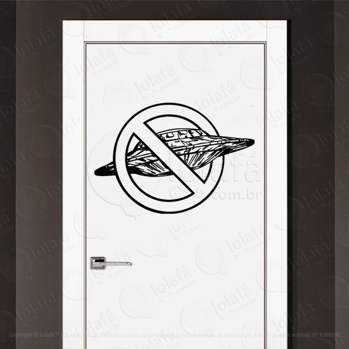 Proibido OVNIs Adesivo Alienígena de Parede para Quarto, Porta e Vidro Mod:66