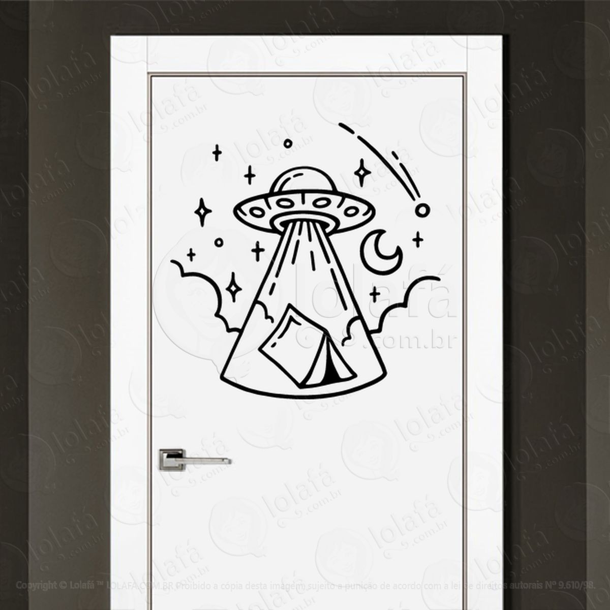 Abdução Alienígena Adesivo Alienígena de Parede para Quarto, Porta e Vidro Mod:69