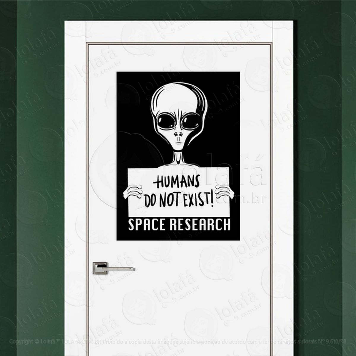 Humanos Não Existem Pesquisa Espacial Adesivo Alienígena de Parede para Quarto, Porta e Vidro Mod:71