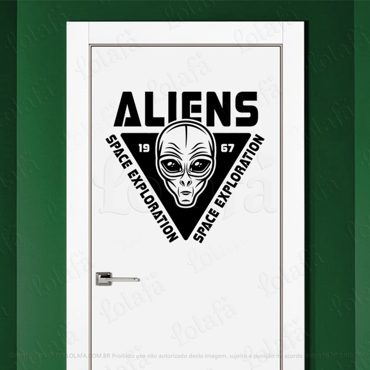 Exploração Espacial Alienígena Adesivo Alienígena de Parede para Quarto, Porta e Vidro Mod:75