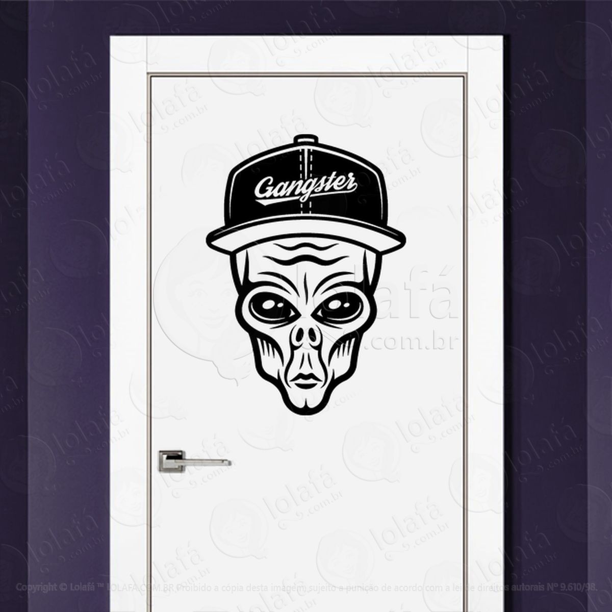 Alien Gangster Adesivo Alienígena de Parede para Quarto, Porta e Vidro Mod:85