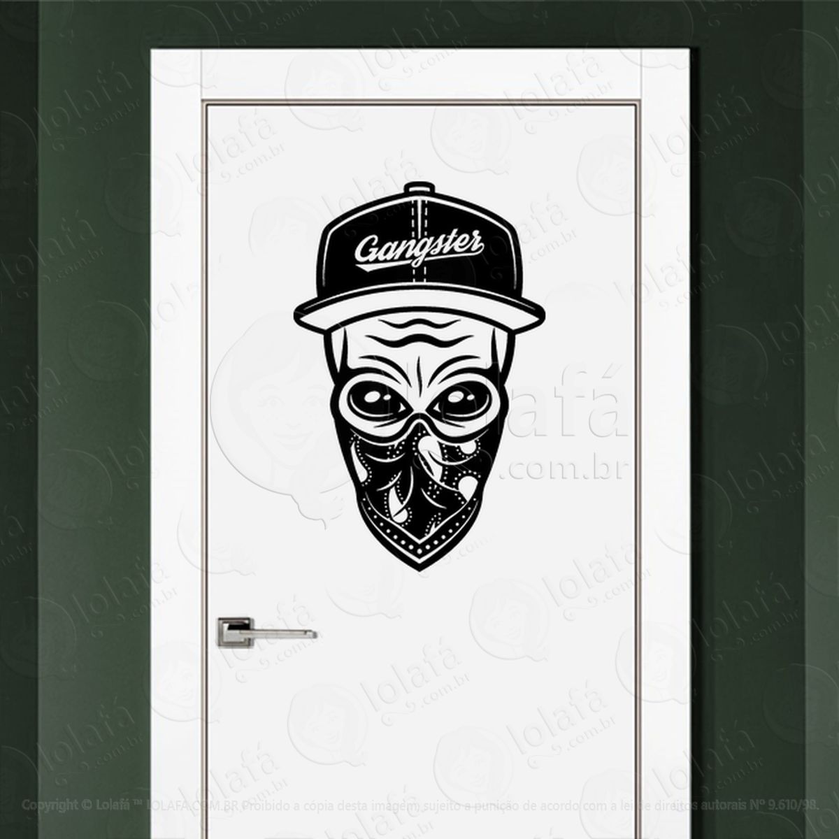 Alien Gangster Adesivo Alienígena de Parede para Quarto, Porta e Vidro Mod:86