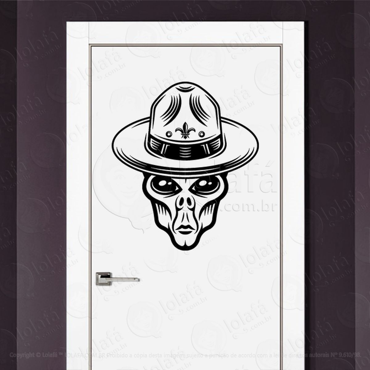 Alien do Faroeste Adesivo Alienígena de Parede para Quarto, Porta e Vidro Mod:90