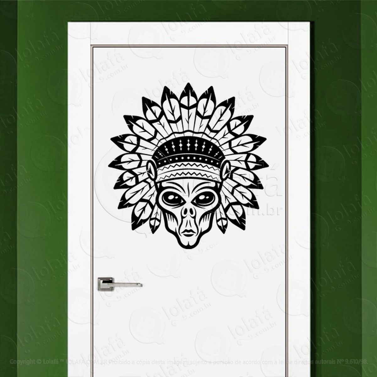Alien Indígena Adesivo Alienígena de Parede para Quarto, Porta e Vidro Mod:92