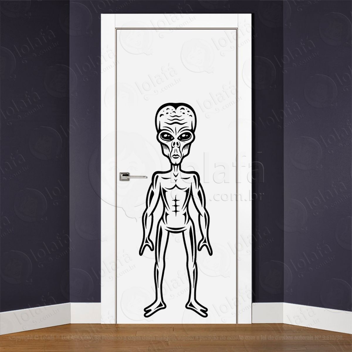 Alien Interplanetário Adesivo Alienígena de Parede para Quarto, Porta e Vidro Mod:94