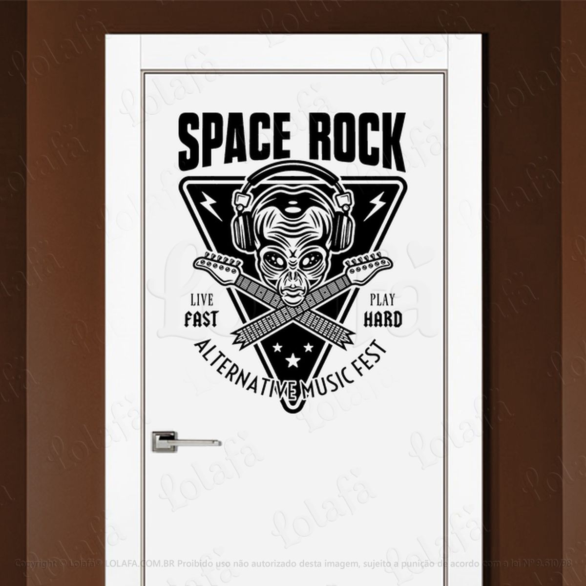 Rock Espacial Festival de Música Alternativa Adesivo Alienígena de Parede para Quarto, Porta e Vidro Mod:96