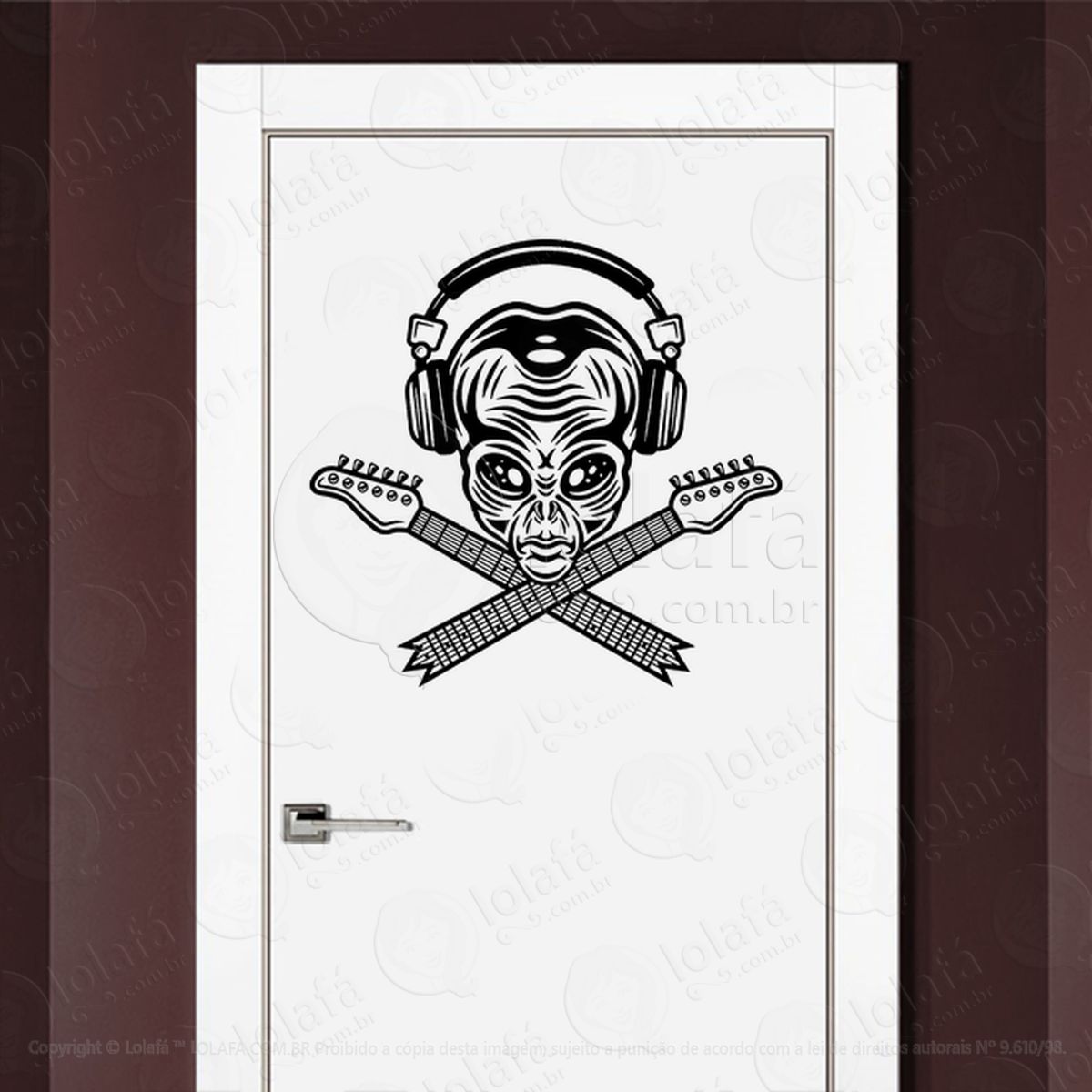 Alien do Rock Adesivo Alienígena de Parede para Quarto, Porta e Vidro Mod:99