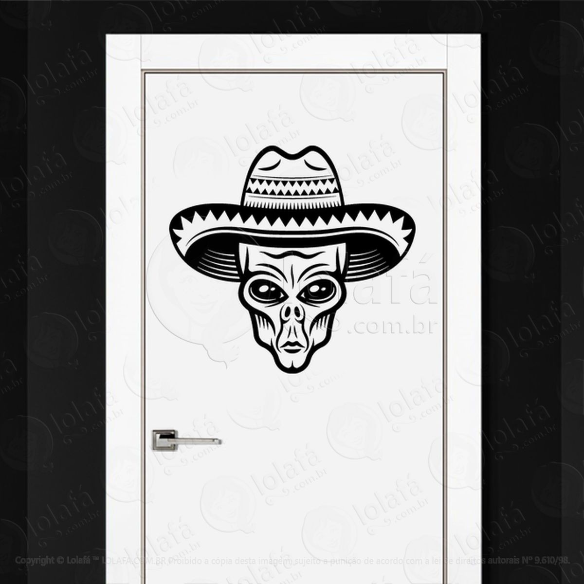 Alienígena Mexicano Adesivo Alienígena de Parede para Quarto, Porta e Vidro Mod:100