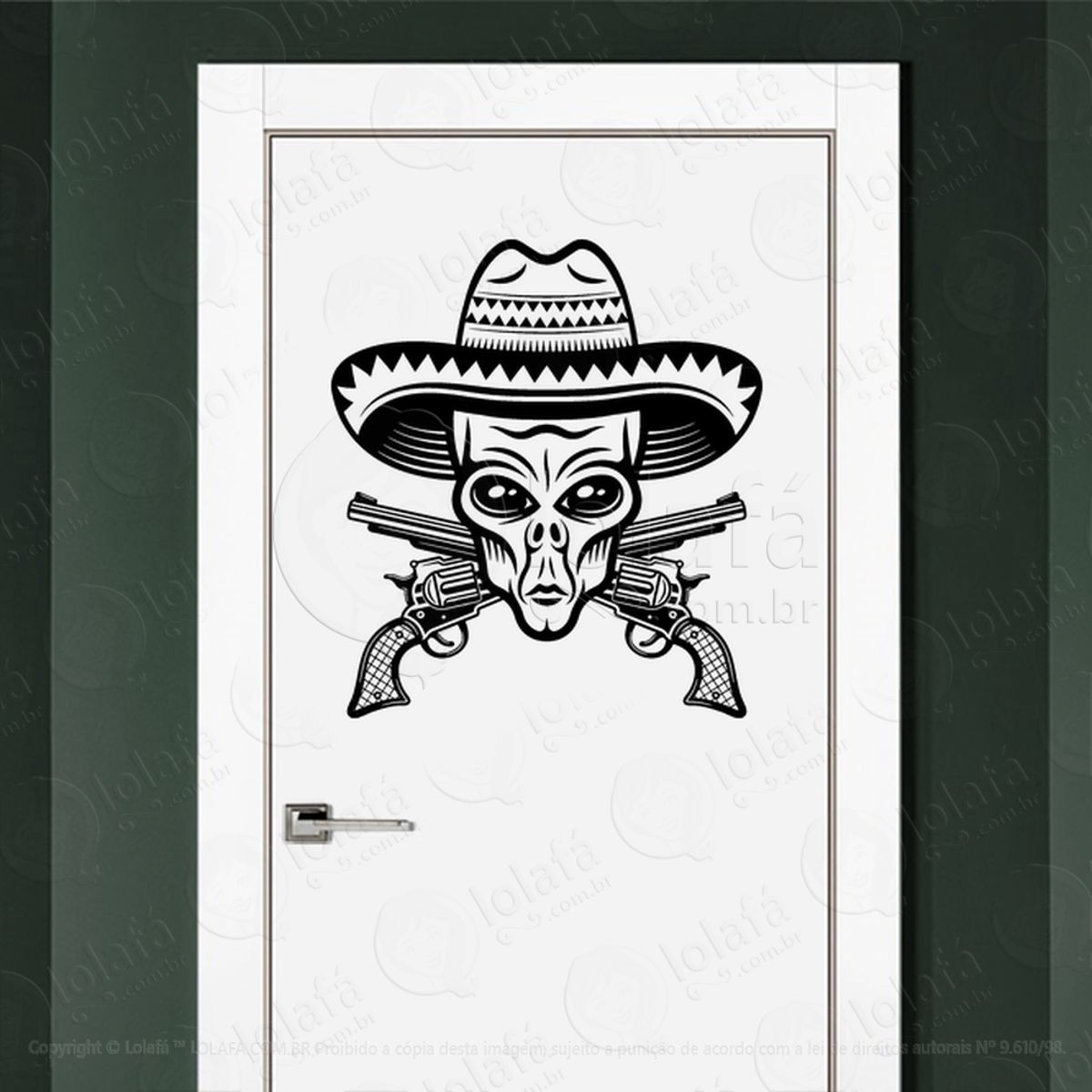 Alien Mexicano Adesivo Alienígena de Parede para Quarto, Porta e Vidro Mod:101