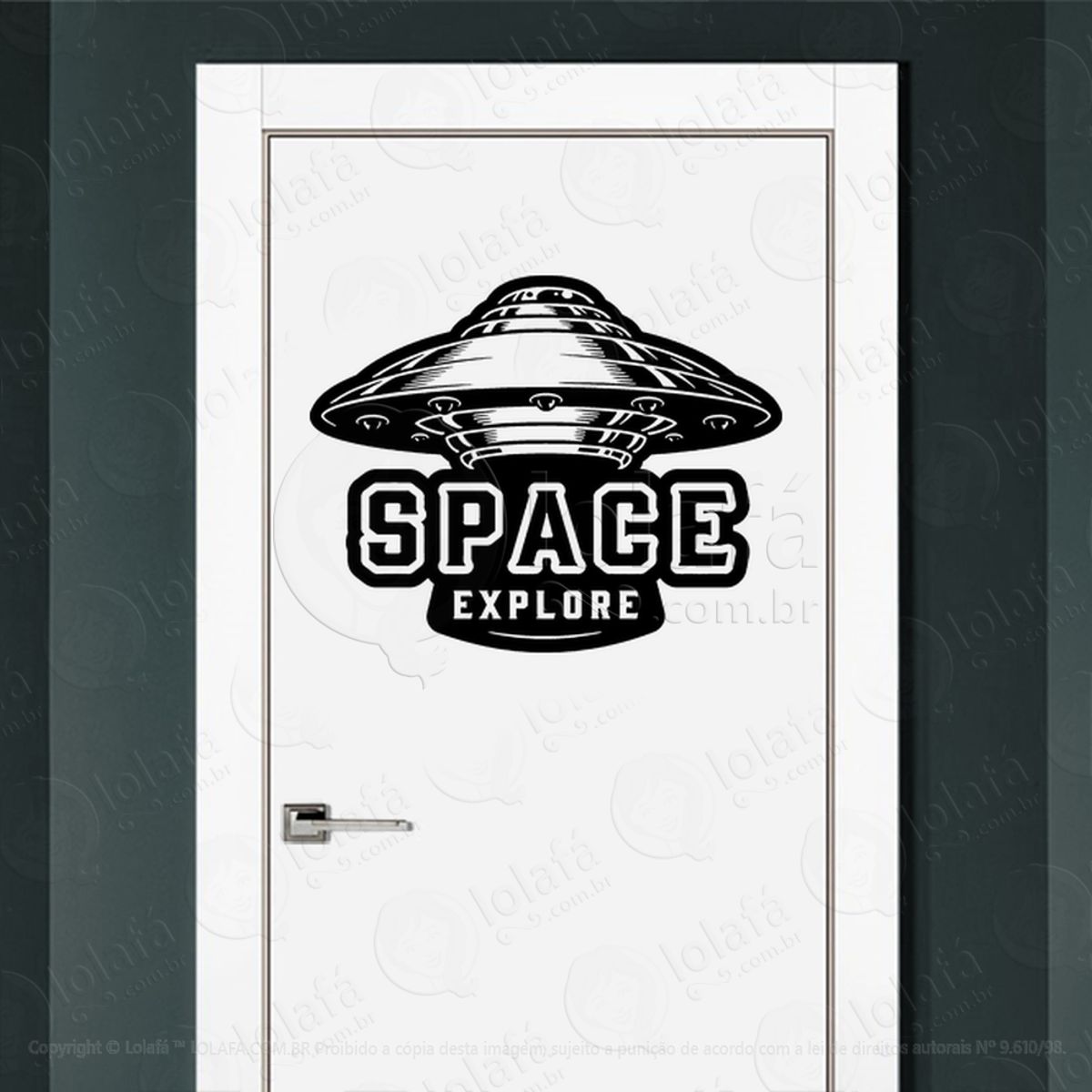 Exploração Espacial Adesivo Alienígena de Parede para Quarto, Porta e Vidro Mod:104