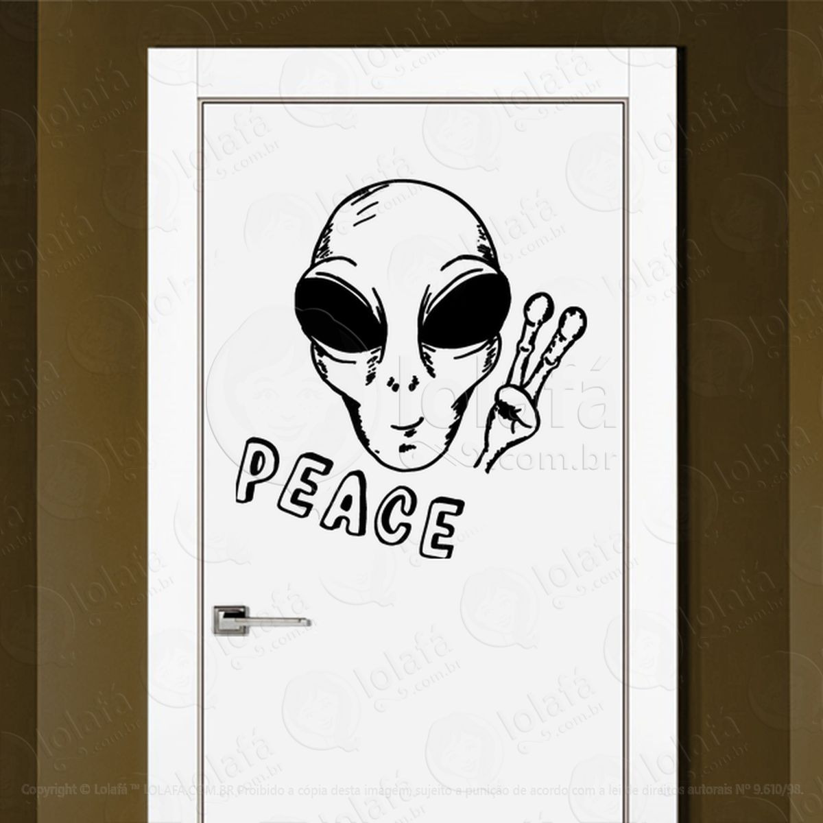 Alienígena da Paz Adesivo Alienígena de Parede para Quarto, Porta e Vidro Mod:106