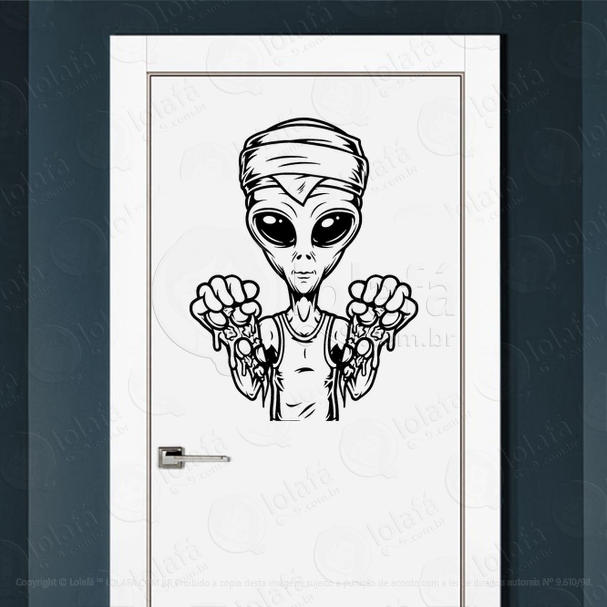 Alien Pizza Adesivo Alienígena de Parede para Quarto, Porta e Vidro Mod:111