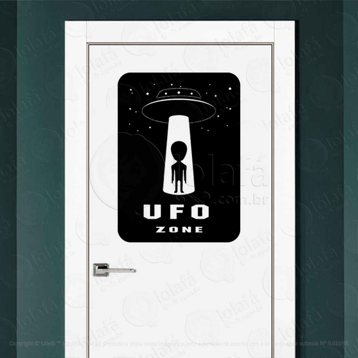 Zona UFO OVNI Adesivo Alienígena de Parede para Quarto, Porta e Vidro Mod:113