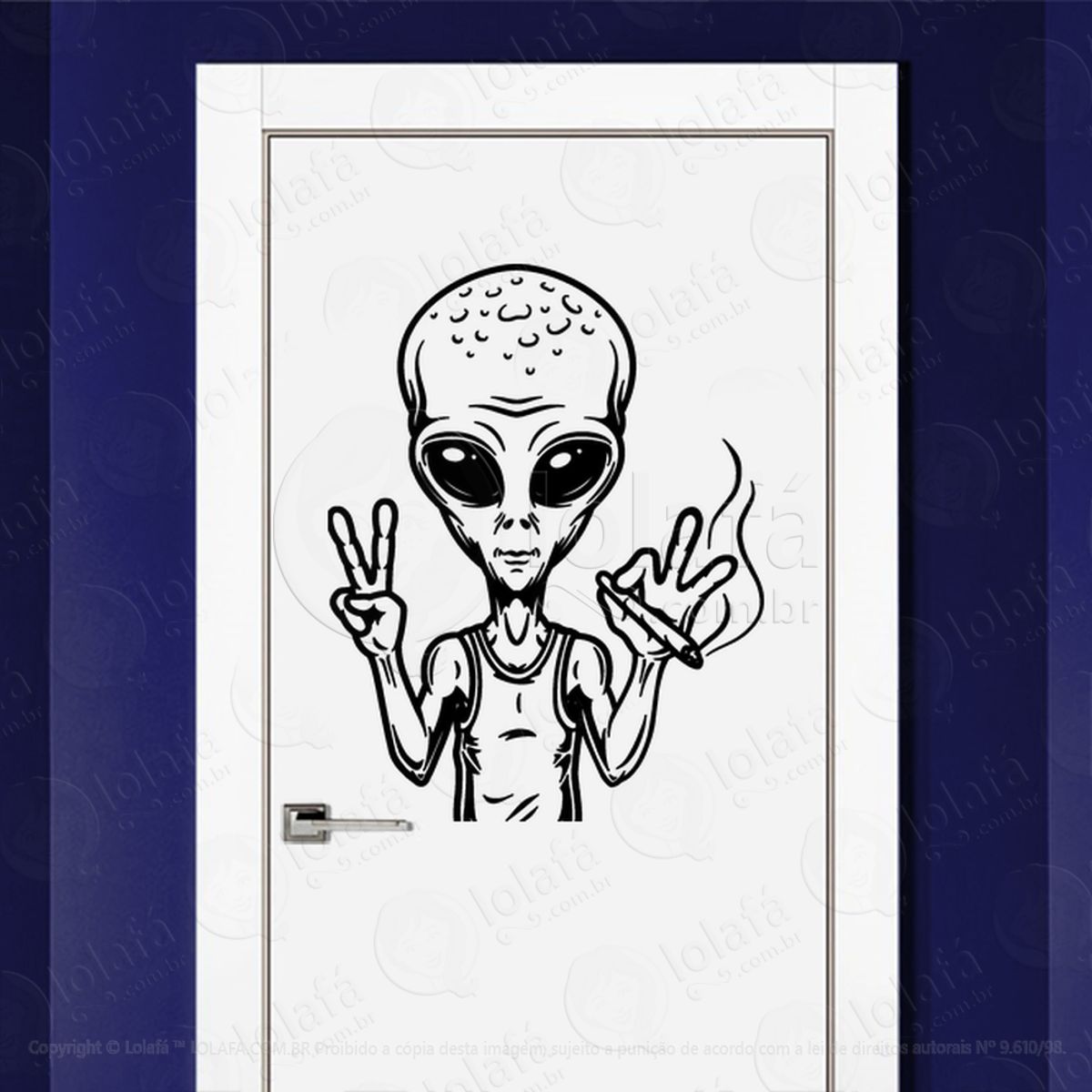 Alien Extragaláctico Adesivo Alienígena de Parede para Quarto, Porta e Vidro Mod:123