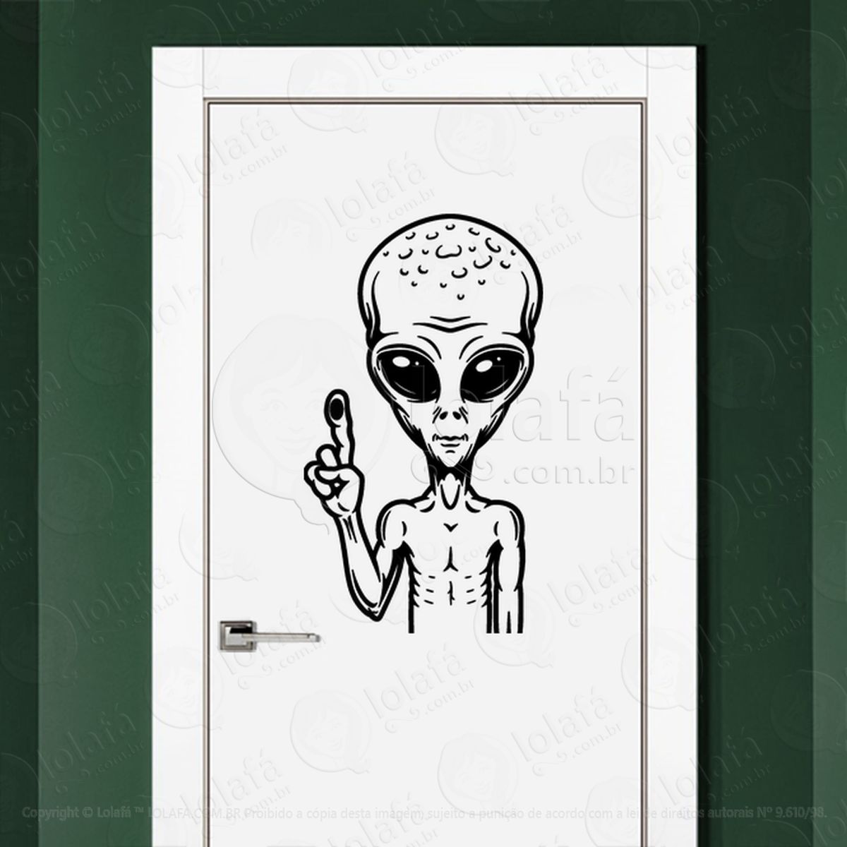 Alienígena Interestelar Adesivo Alienígena de Parede para Quarto, Porta e Vidro Mod:124