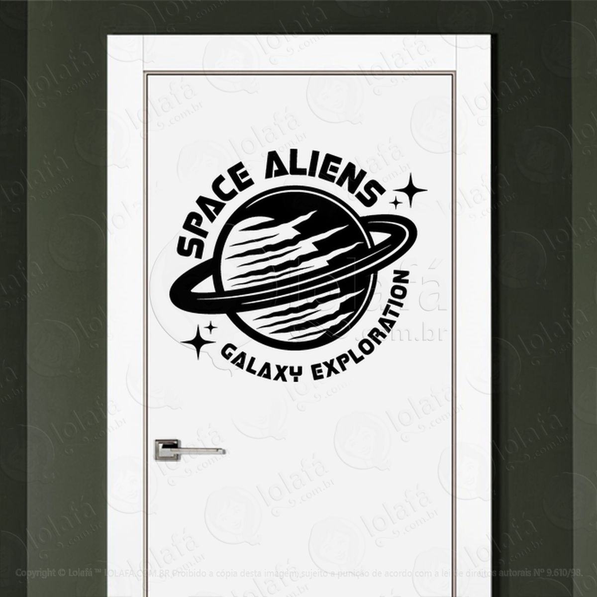 Aliens Espaciais Exploração da Galáxia Adesivo Alienígena de Parede para Quarto, Porta e Vidro Mod:129