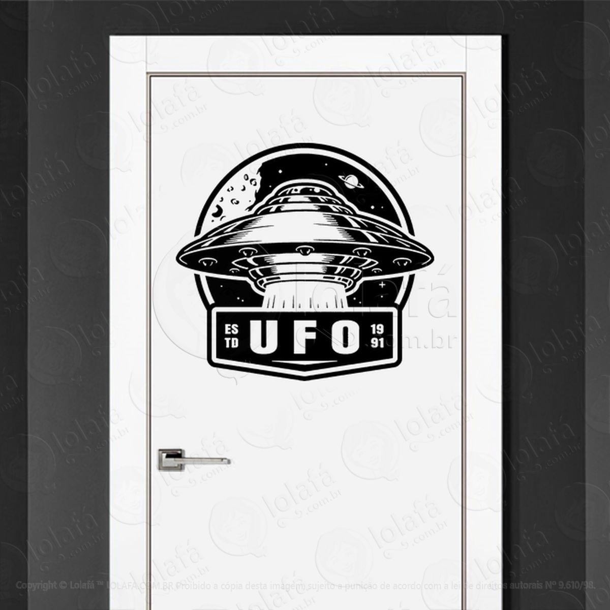 UFO OVNI Adesivo Alienígena de Parede para Quarto, Porta e Vidro Mod:130
