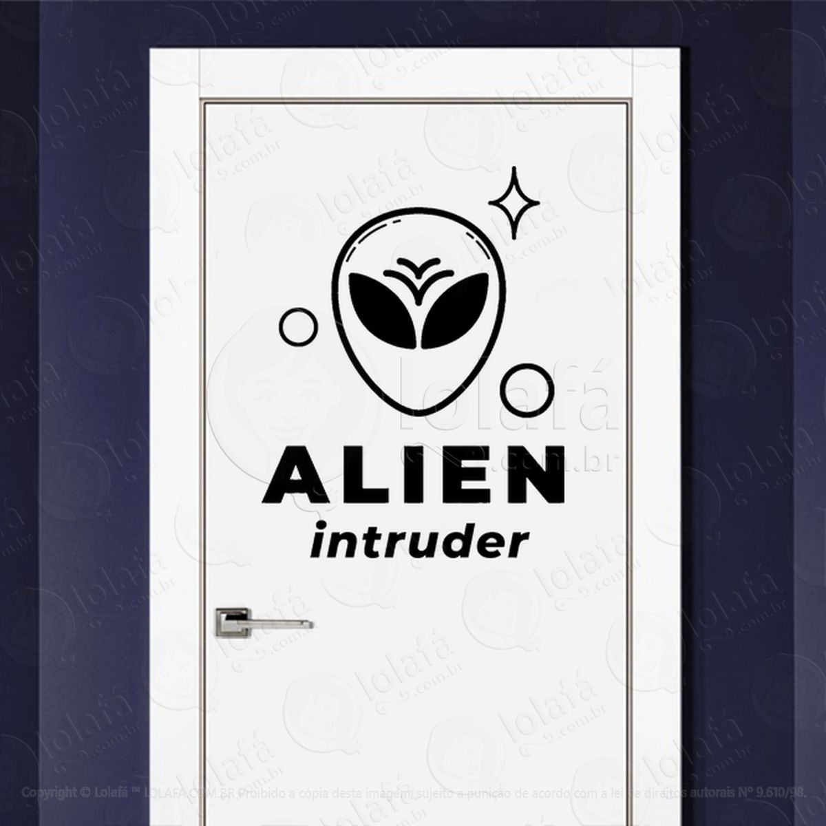 Intruso Alienígena Adesivo Alienígena de Parede para Quarto, Porta e Vidro Mod:133