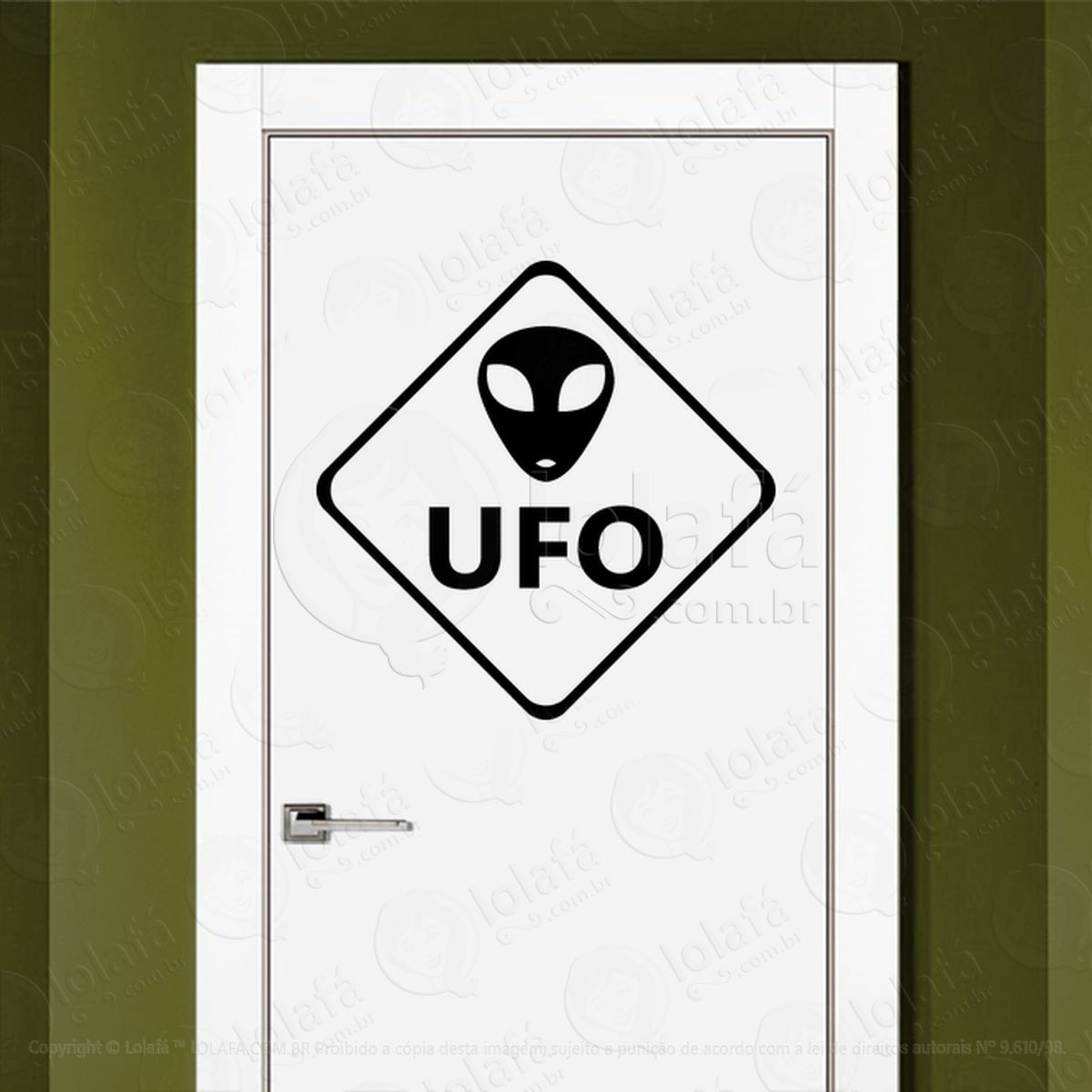 Atenção UFO OVNIs Adesivo Alienígena de Parede para Quarto, Porta e Vidro Mod:135