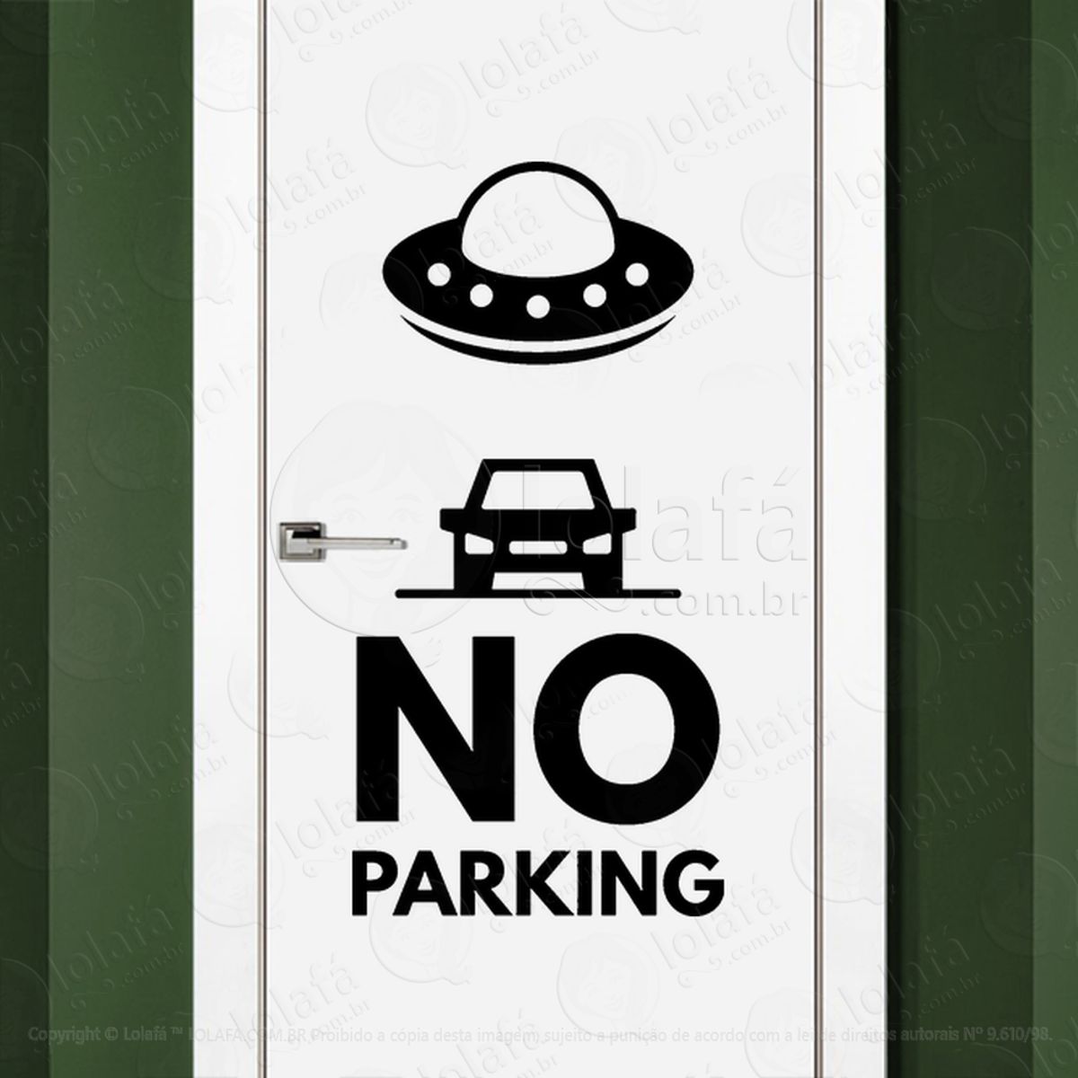 Proibido Estacionar Adesivo Alienígena de Parede para Quarto, Porta e Vidro Mod:137