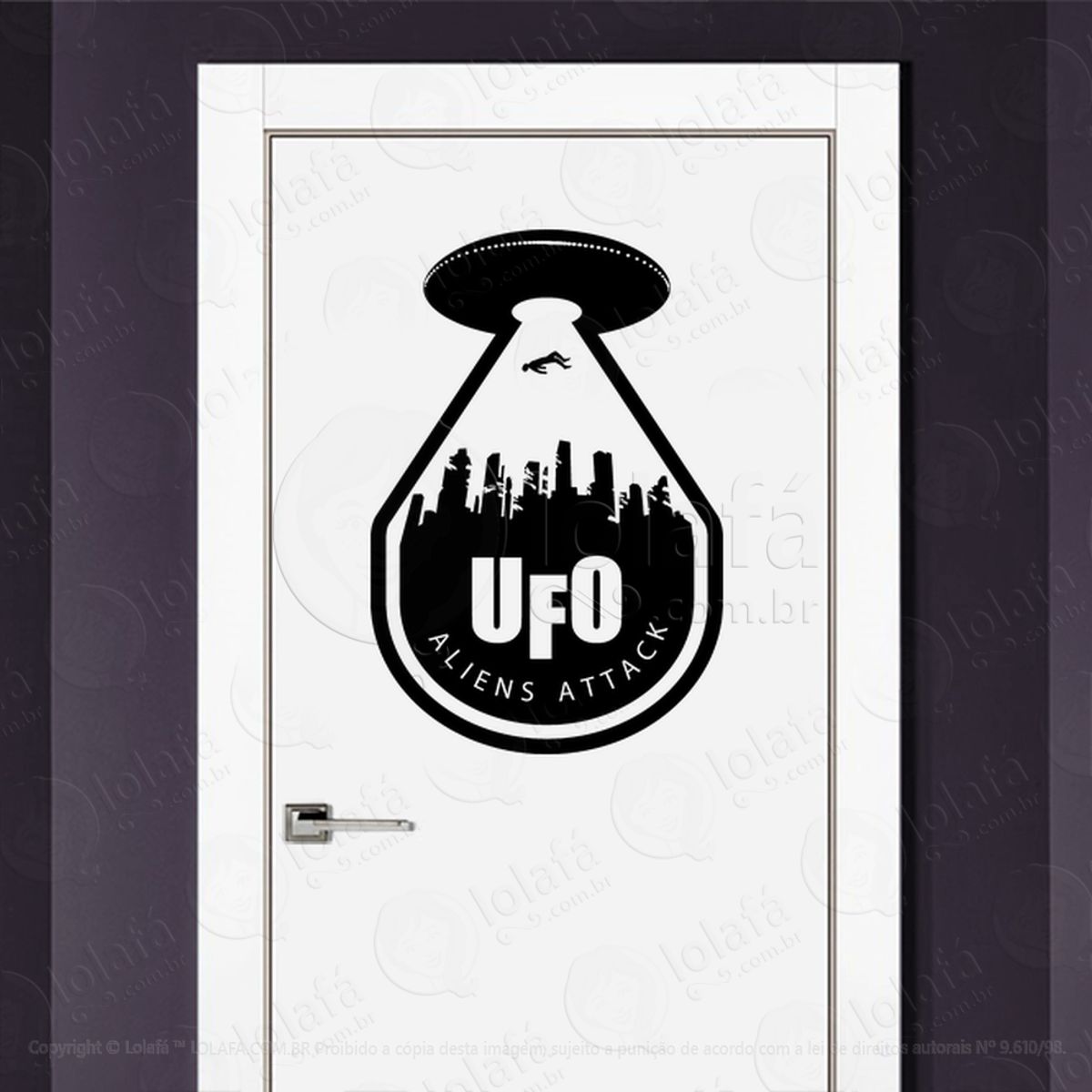 Ataque Alien UFO Adesivo Alienígena de Parede para Quarto, Porta e Vidro Mod:142