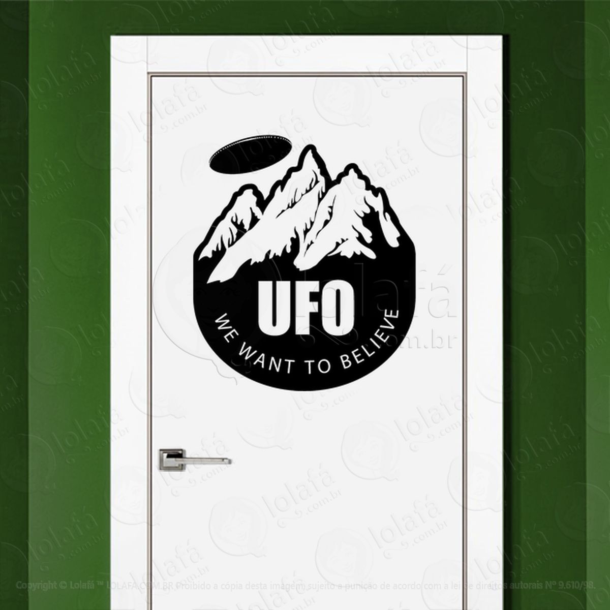 UFO Nós Queremos Acreditar Adesivo Alienígena de Parede para Quarto, Porta e Vidro Mod:145