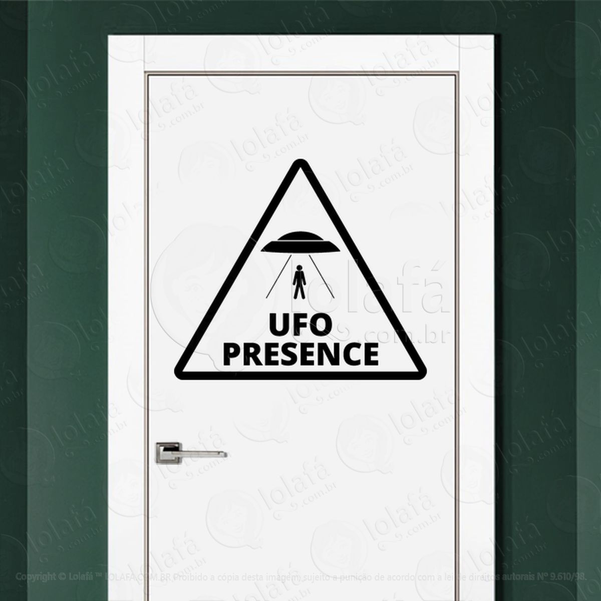 Presença de UFO OVNI Adesivo Alienígena de Parede para Quarto, Porta e Vidro Mod:150