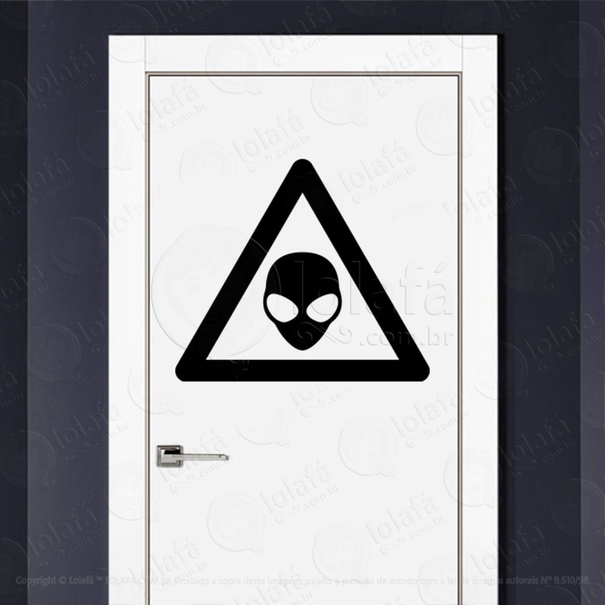 Atenção Alienígenas Adesivo Alienígena de Parede para Quarto, Porta e Vidro Mod:155