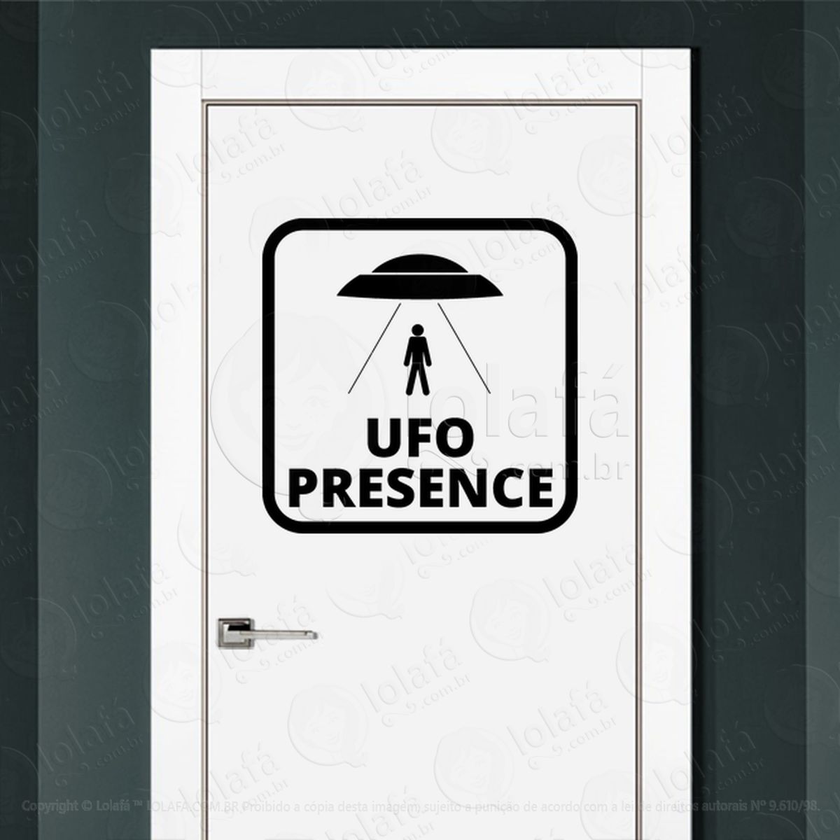 Presença de UFO OVNIs Adesivo Alienígena de Parede para Quarto, Porta e Vidro Mod:157